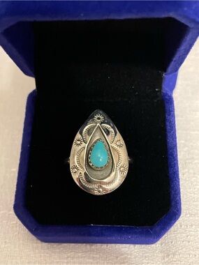 NWOT Turquoise Teardrop Sterling Ring SZ 10